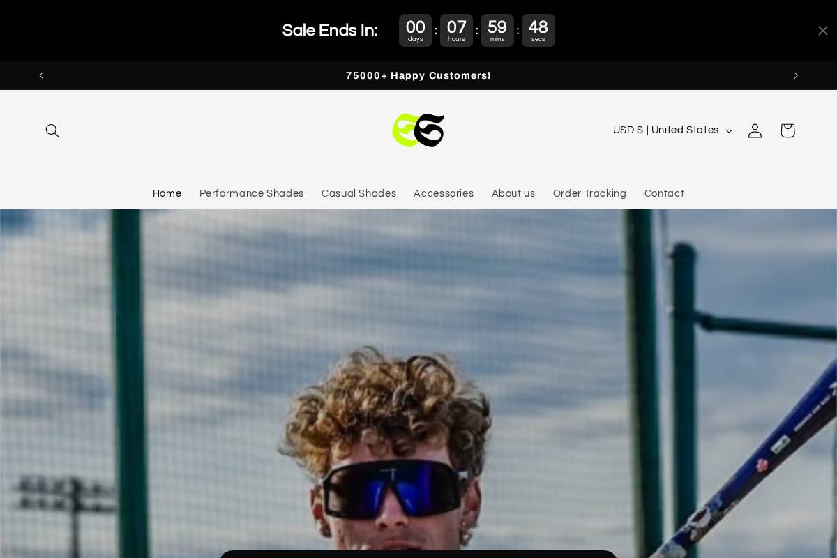 sendyshades.com homepage screenshot