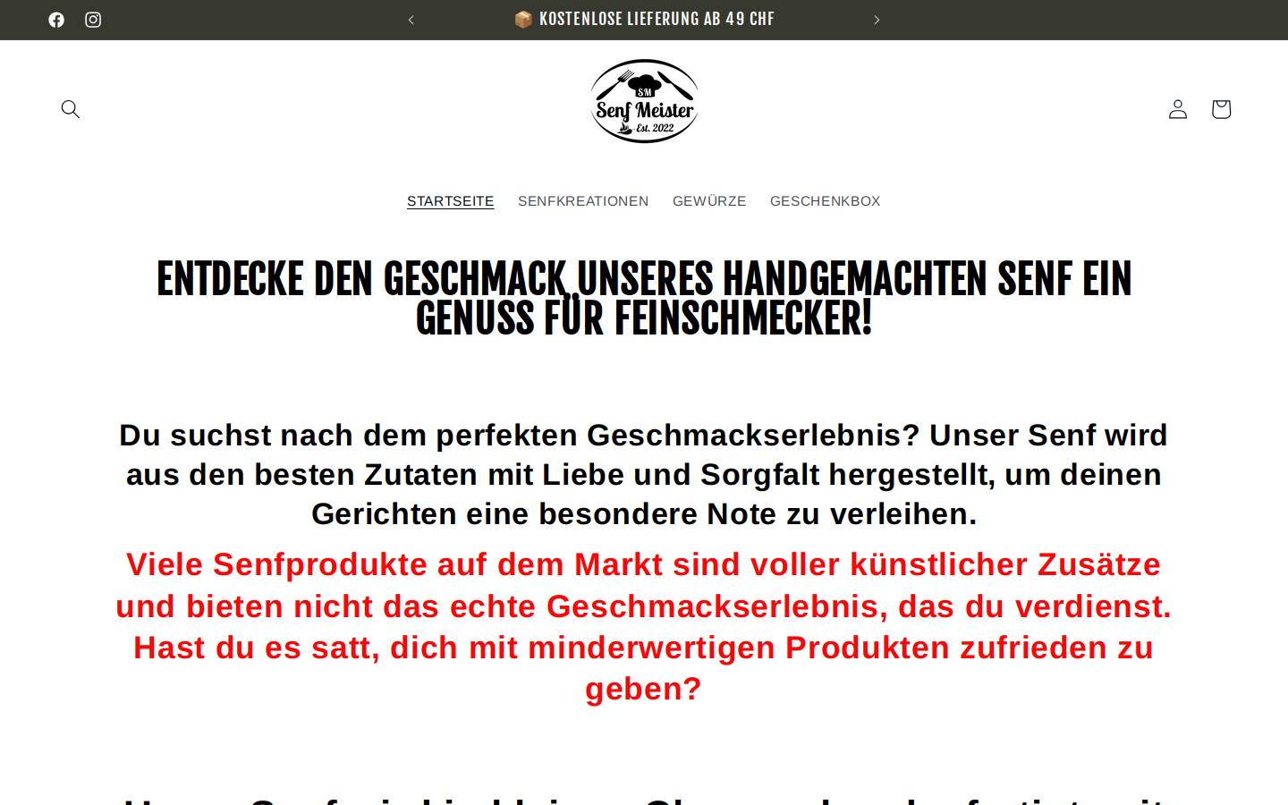 senfmeister.ch homepage screenshot