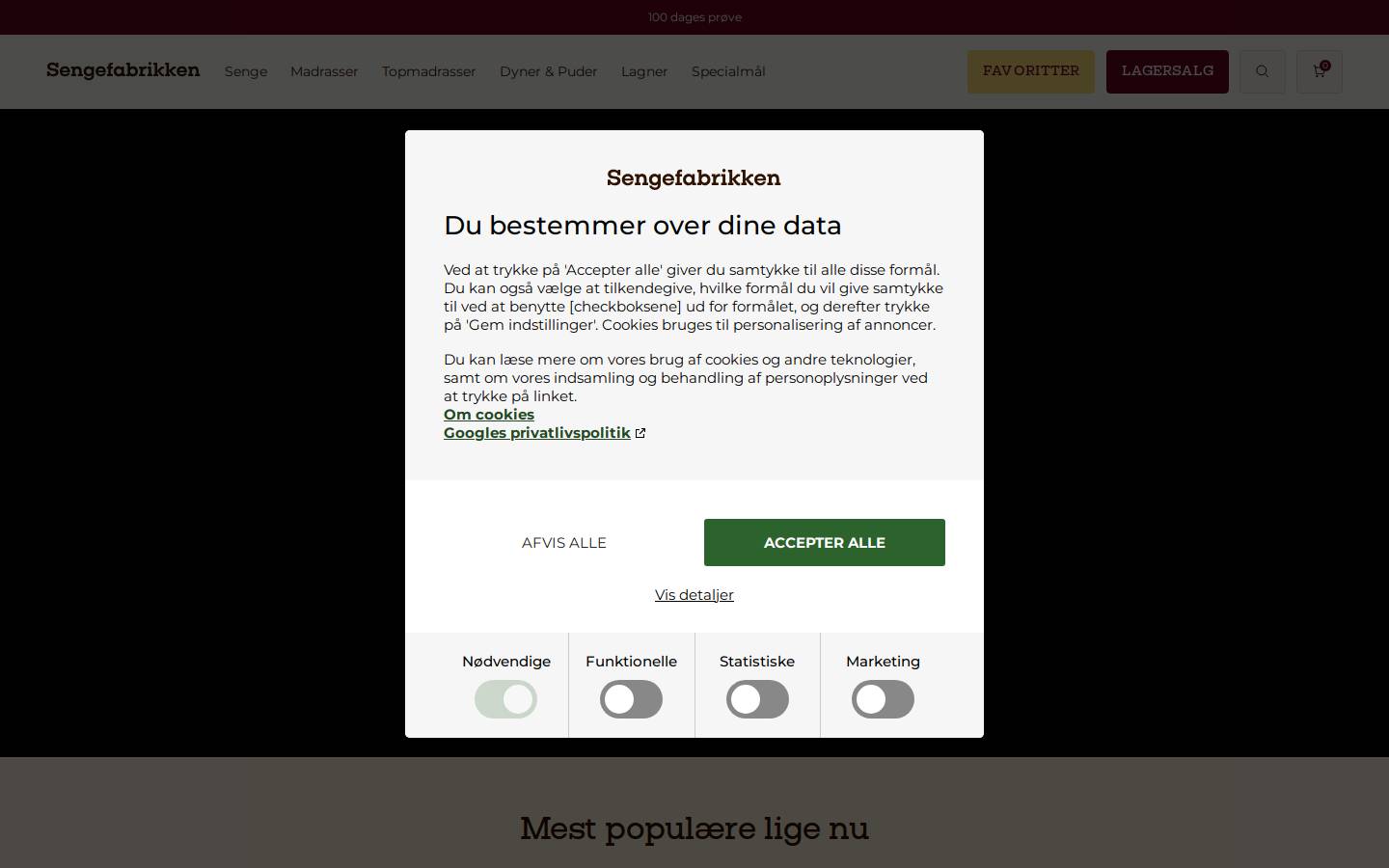 Sengefabrikken homepage screenshot