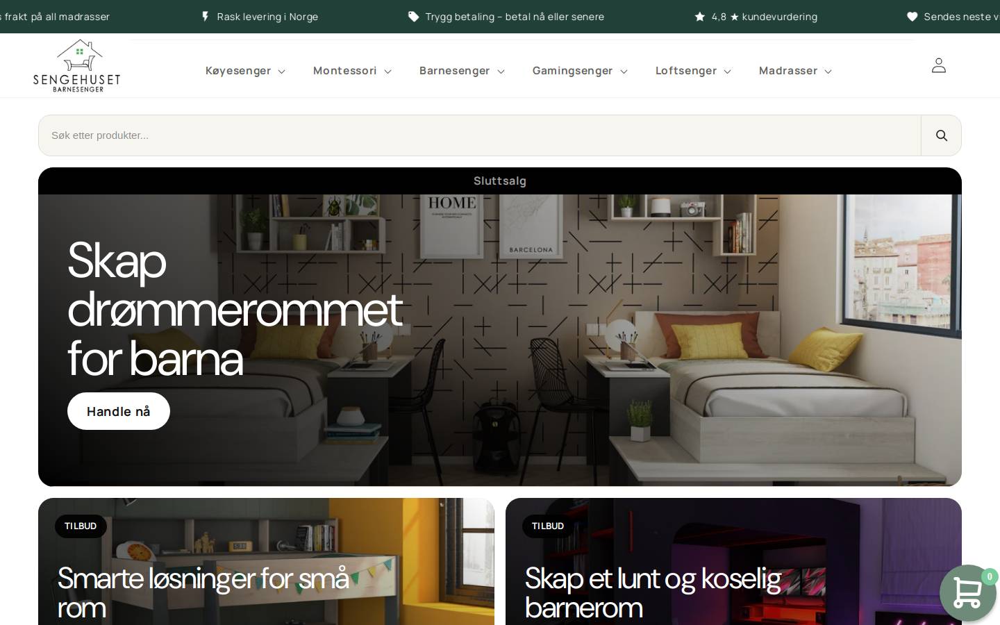 Sengehuset homepage screenshot