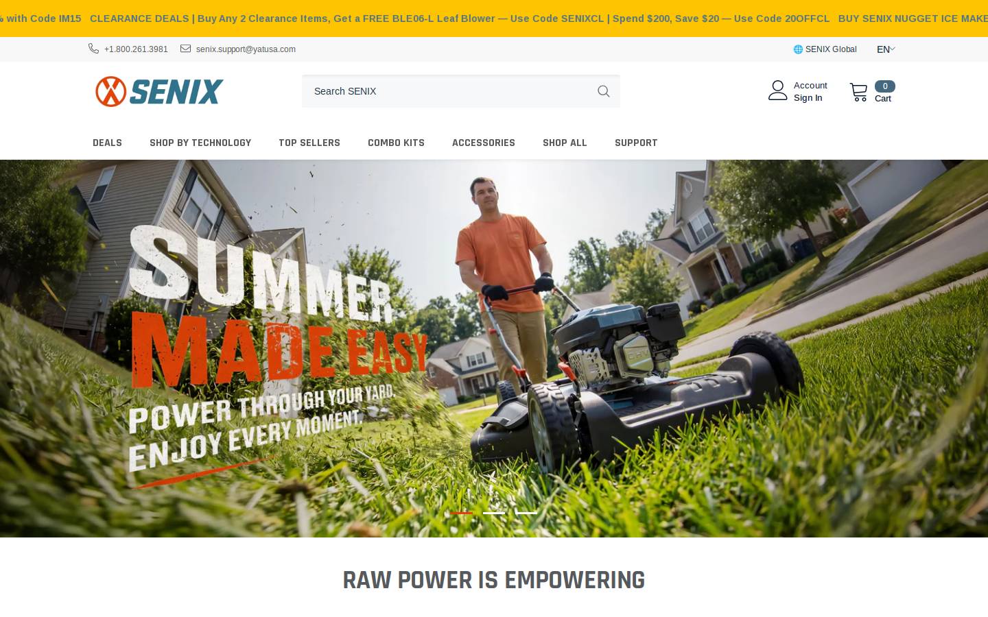 Senix Tools homepage screenshot