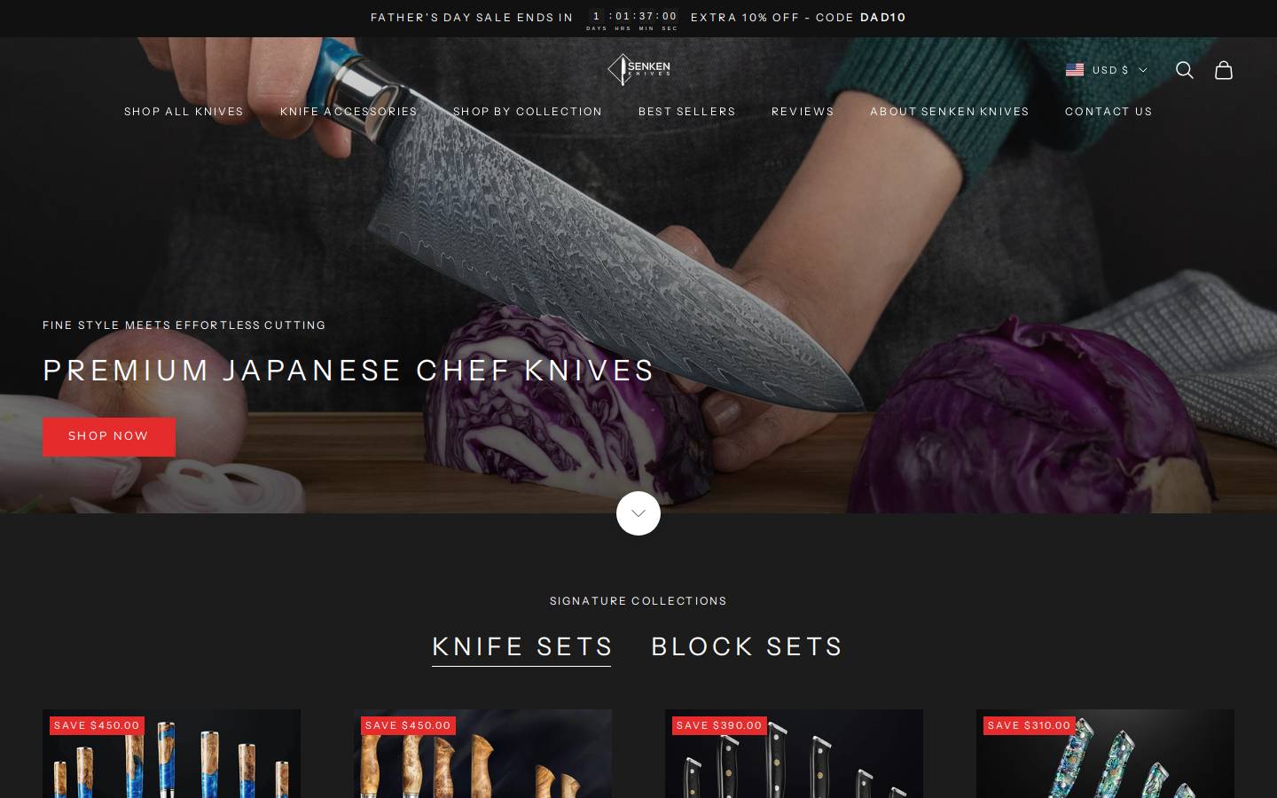 Senkenknives homepage screenshot