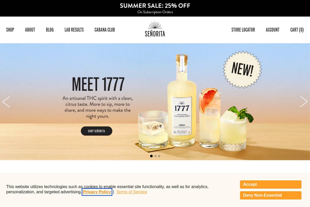 senoritadrinks.com homepage screenshot