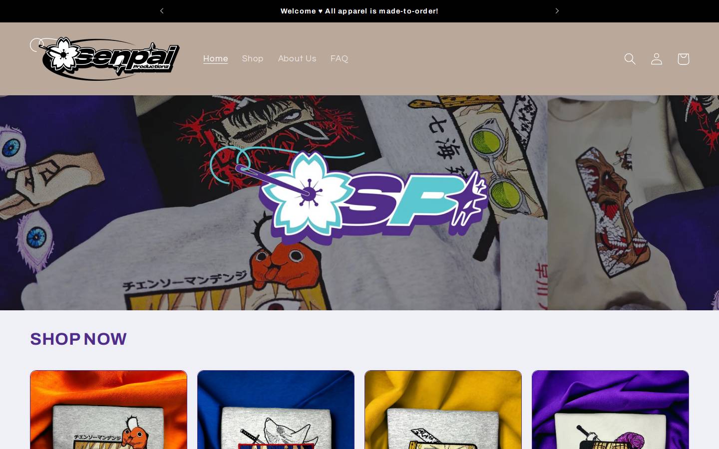 senpaiproductionz.com homepage screenshot