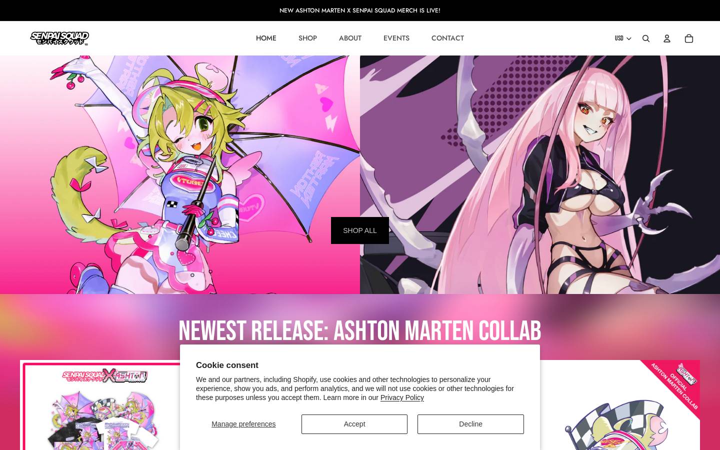senpaisquad.com homepage screenshot