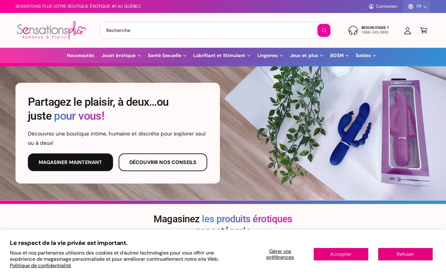sensationsplus.com homepage screenshot