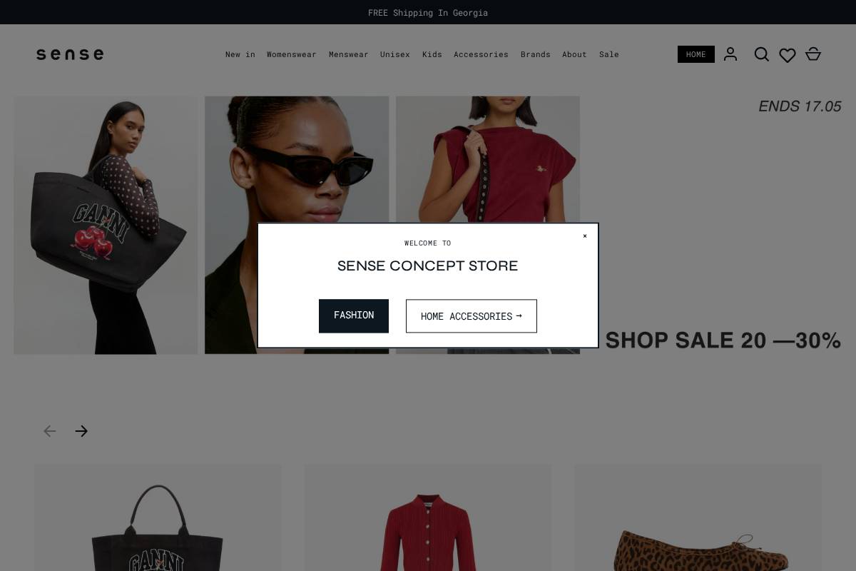 senseconceptstore.com homepage screenshot