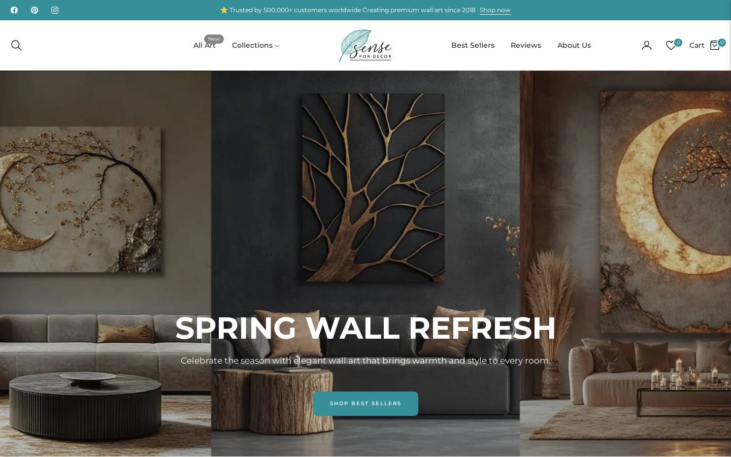 sensefordecor.com homepage screenshot