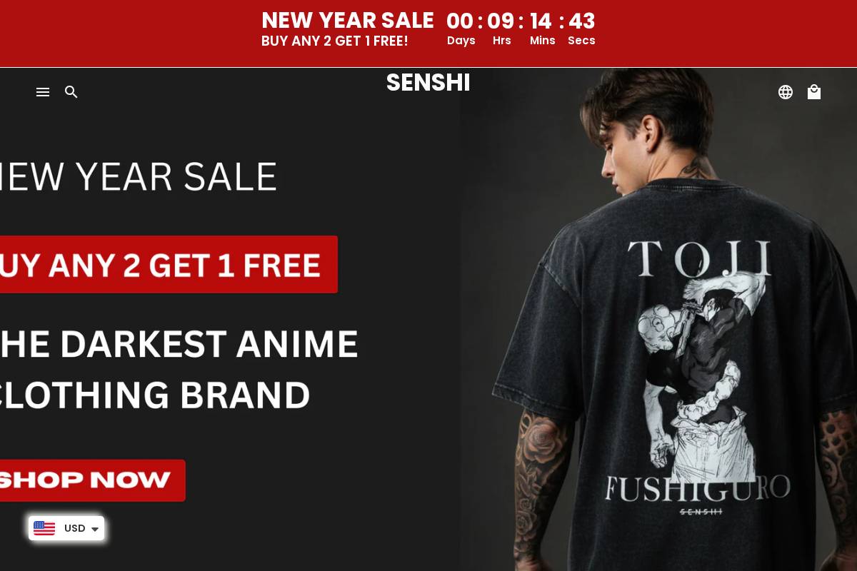 senshistore.com homepage screenshot