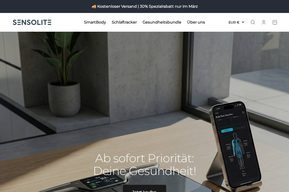 Sensolite homepage screenshot