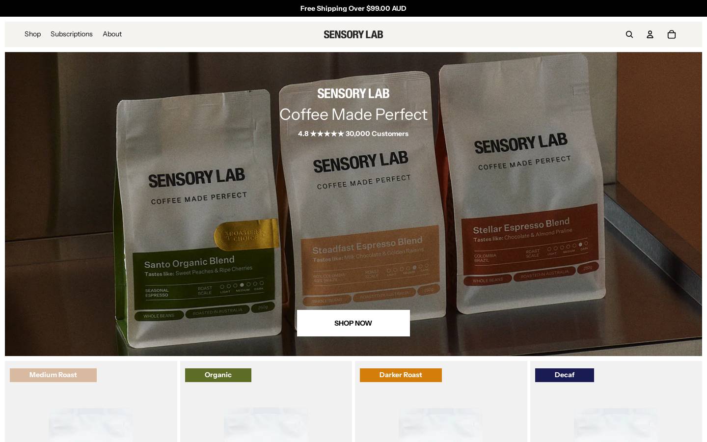 sensorylab.com.au homepage screenshot