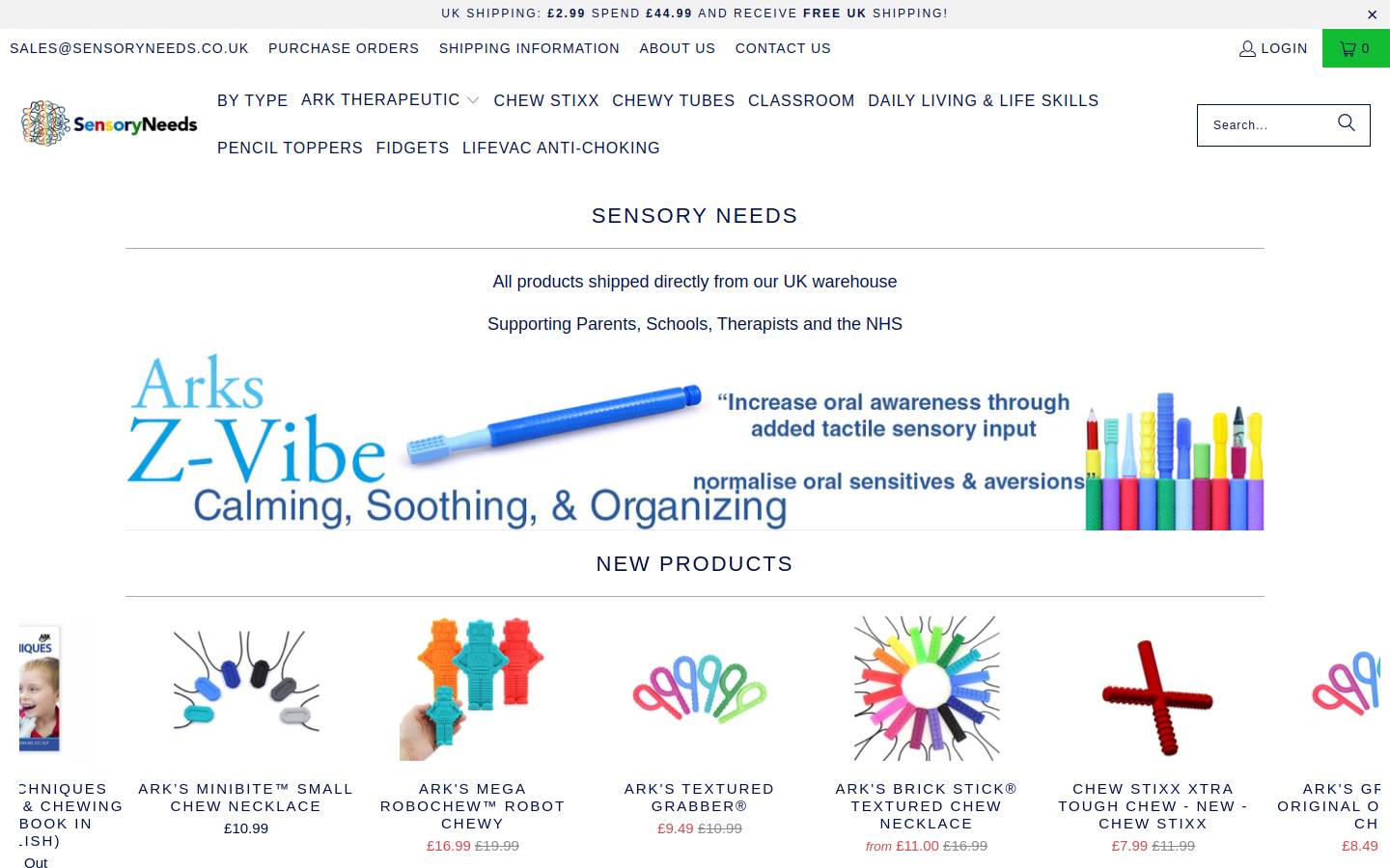 sensoryneeds.co.uk homepage screenshot