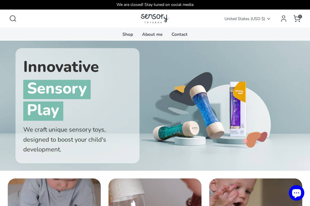 sensorytoysbox.com homepage screenshot