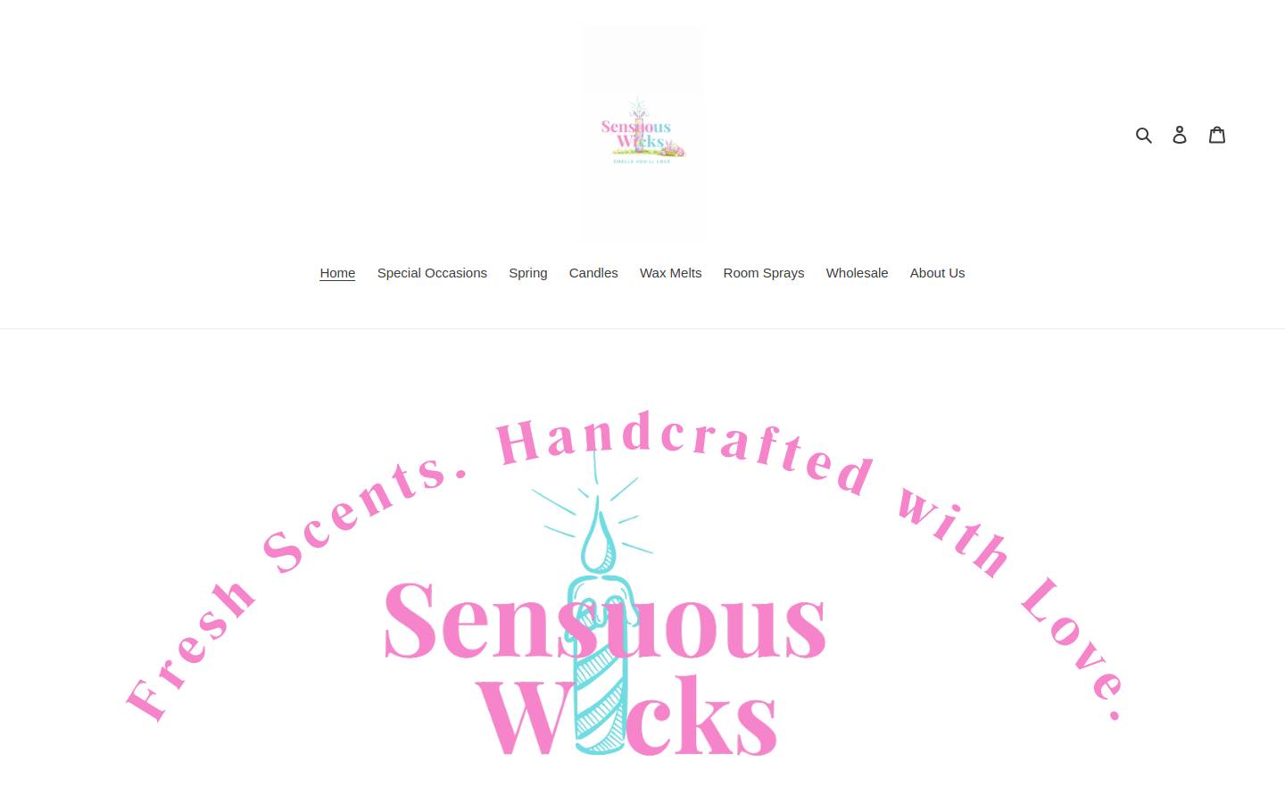sensuouswicks.com homepage screenshot