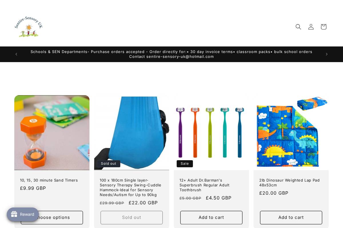 sentiresensoryuk.com homepage screenshot