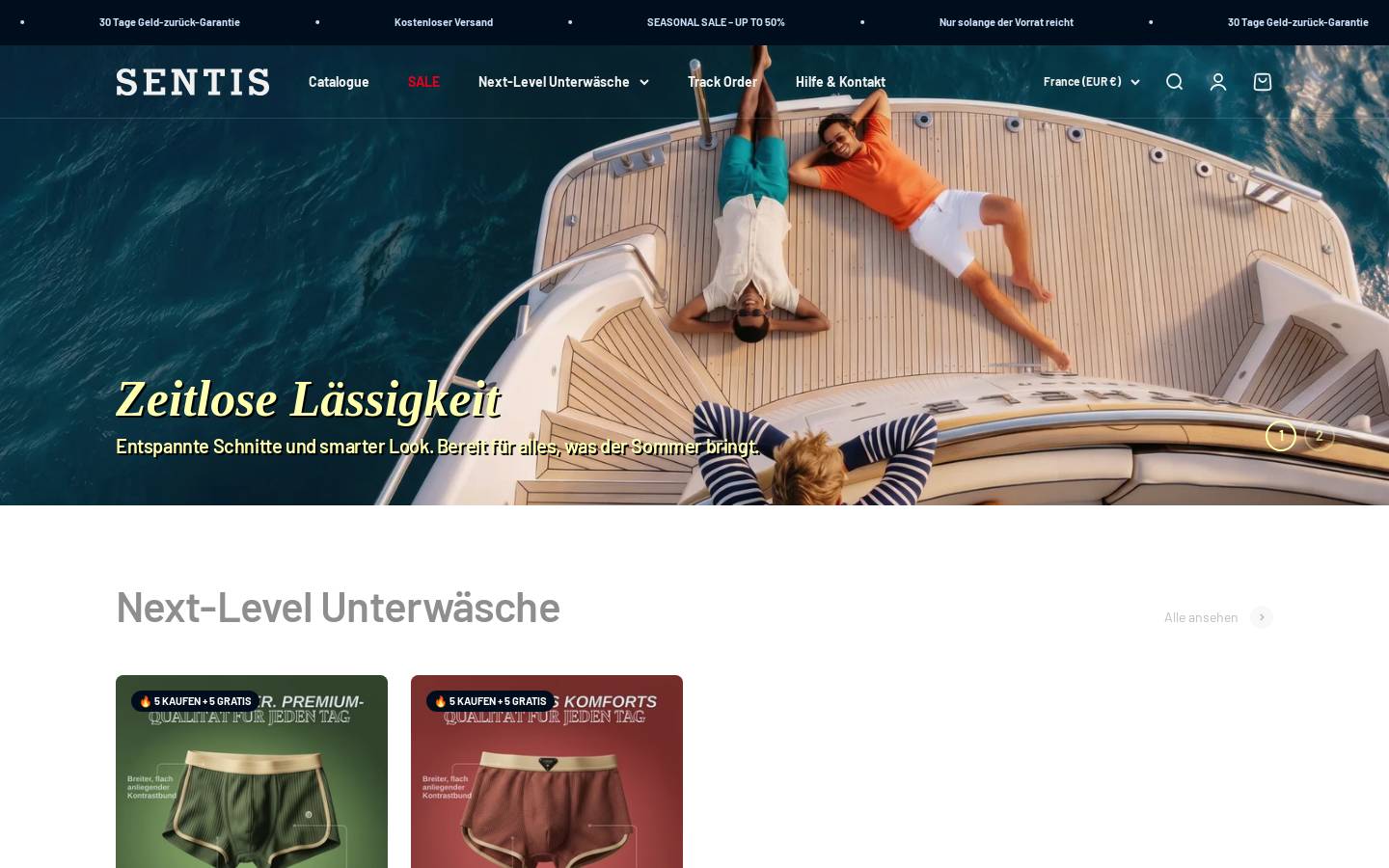 Sentis homepage screenshot