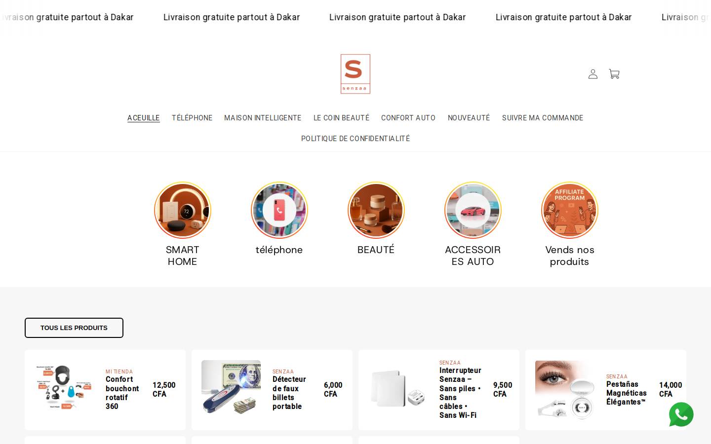 senzaa.shop homepage screenshot