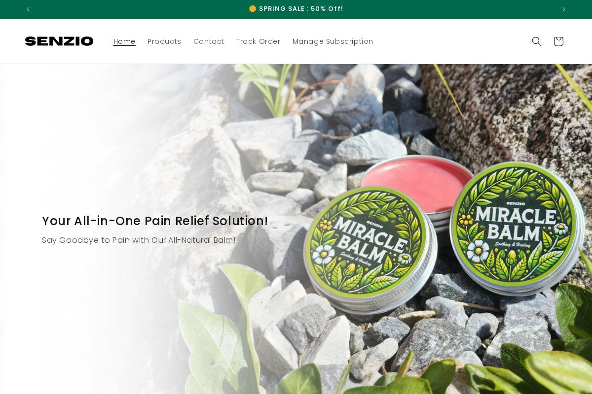 Senzio homepage screenshot