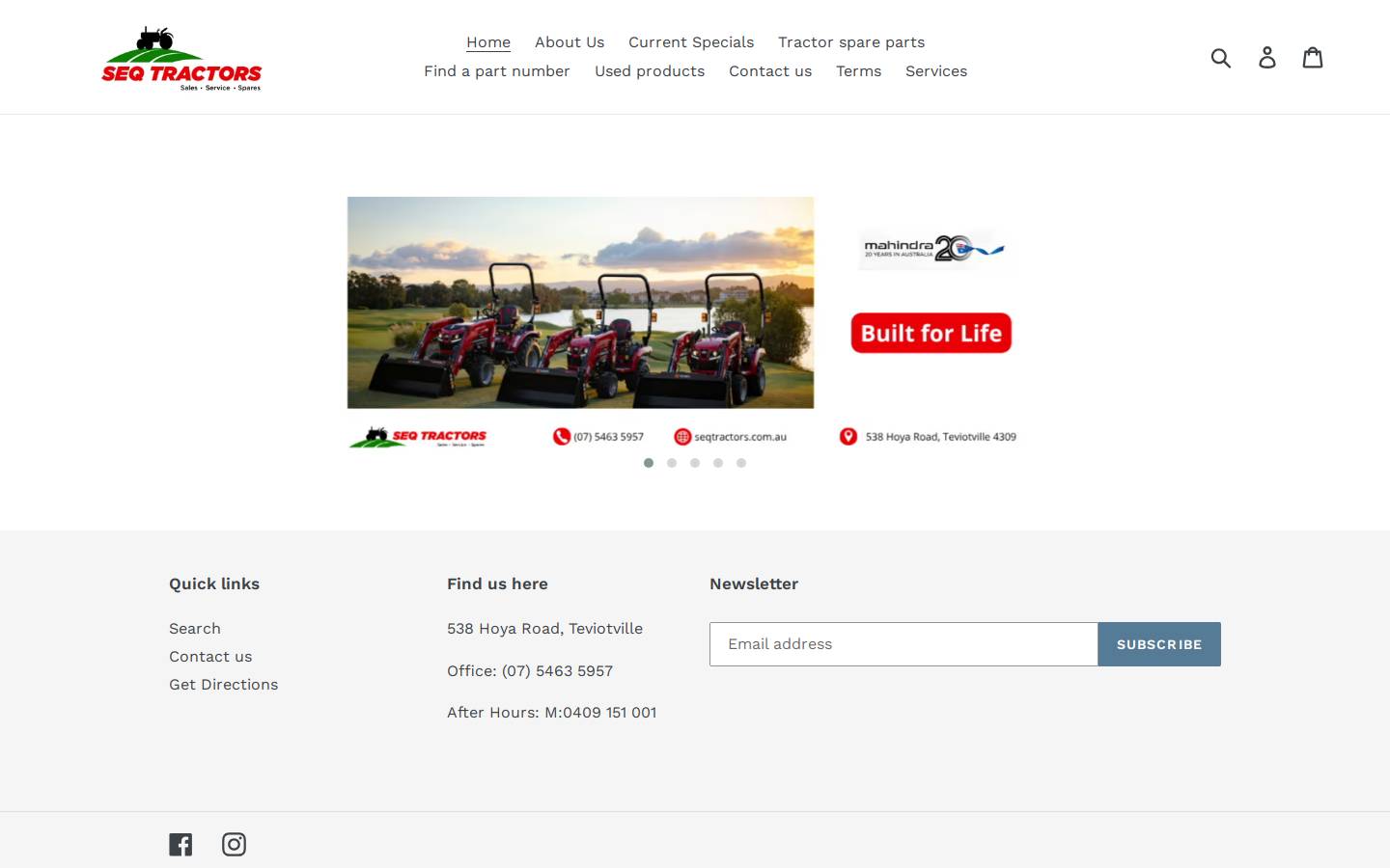 seqtractors.com.au homepage screenshot