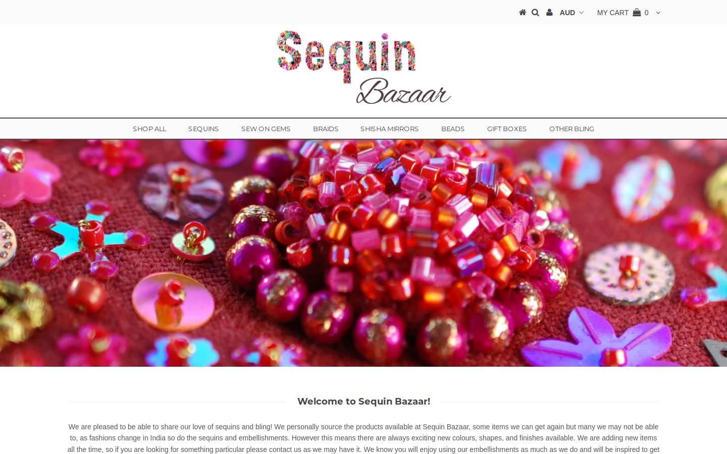 sequinbazaar.com.au homepage screenshot