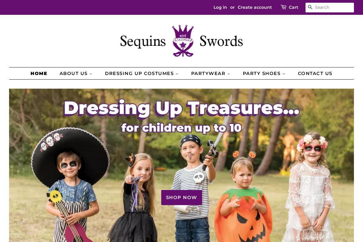 sequinsandswords.co.uk homepage screenshot