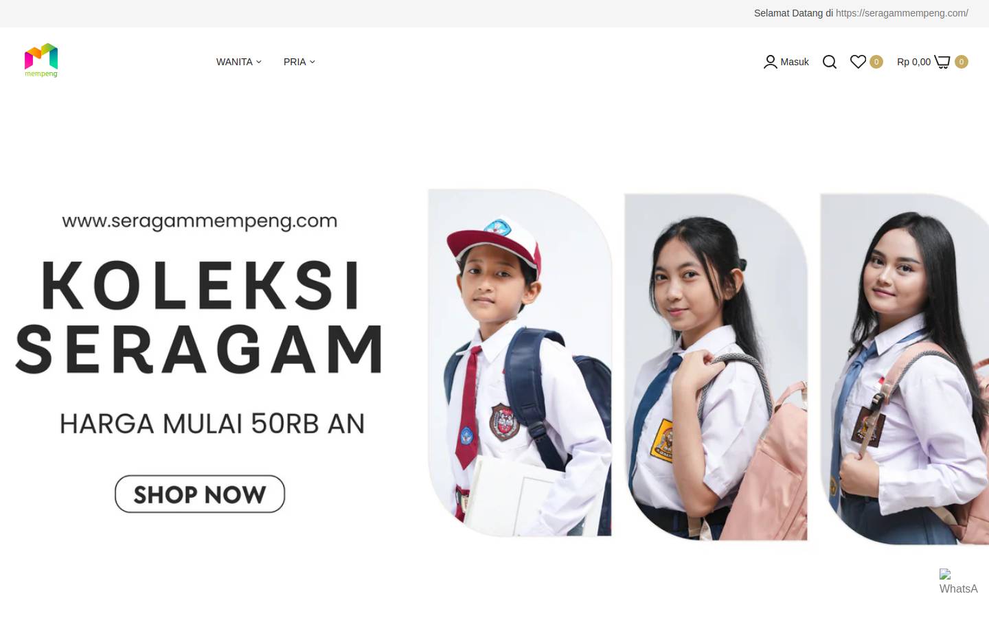 seragammempeng.com homepage screenshot