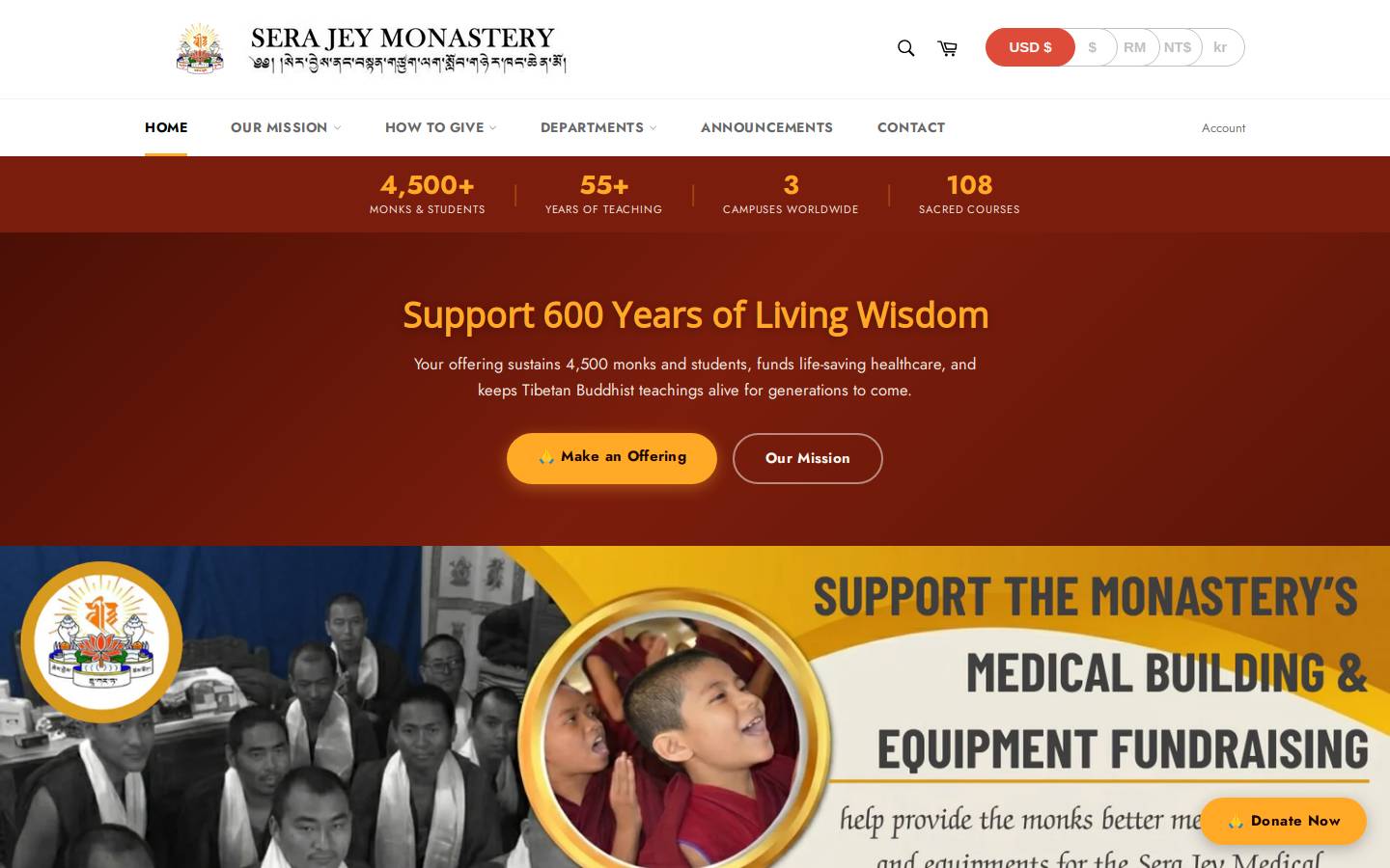 serajeymonastery.com homepage screenshot
