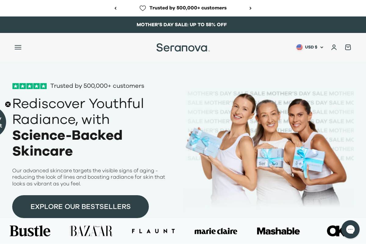 Seranova homepage screenshot