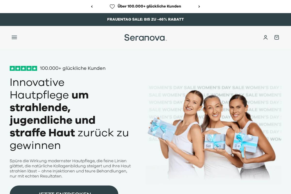 seranovabeauty.de homepage screenshot