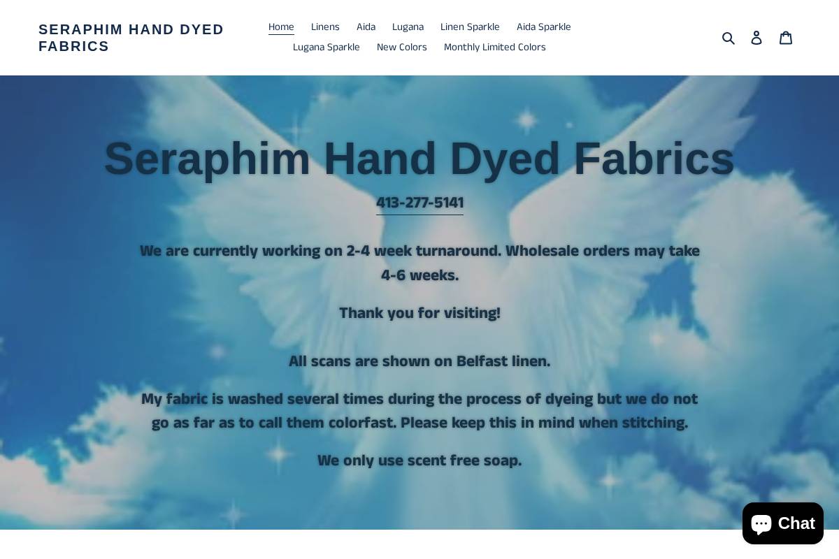seraphimfabrics.com homepage screenshot