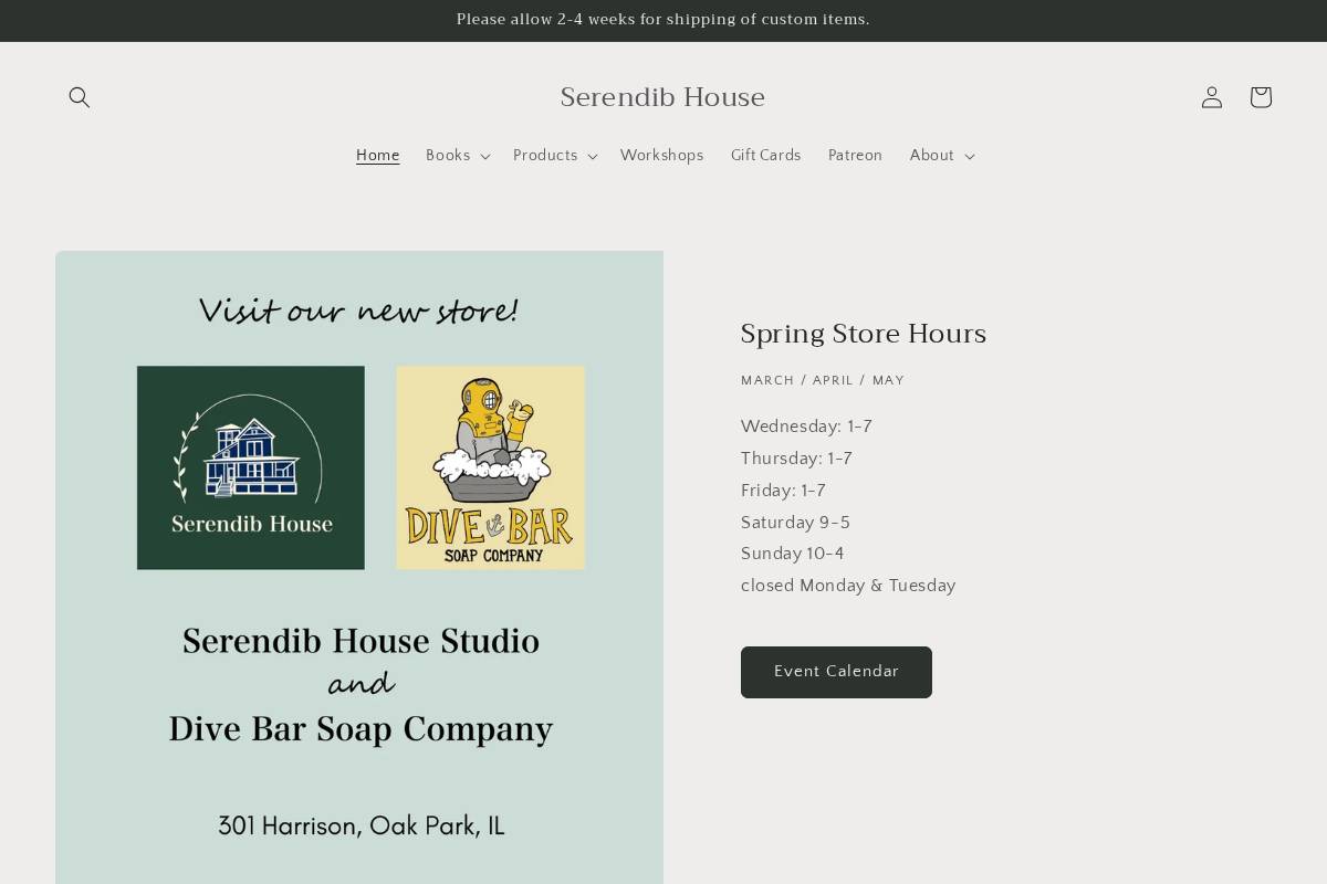 serendibshop.com homepage screenshot