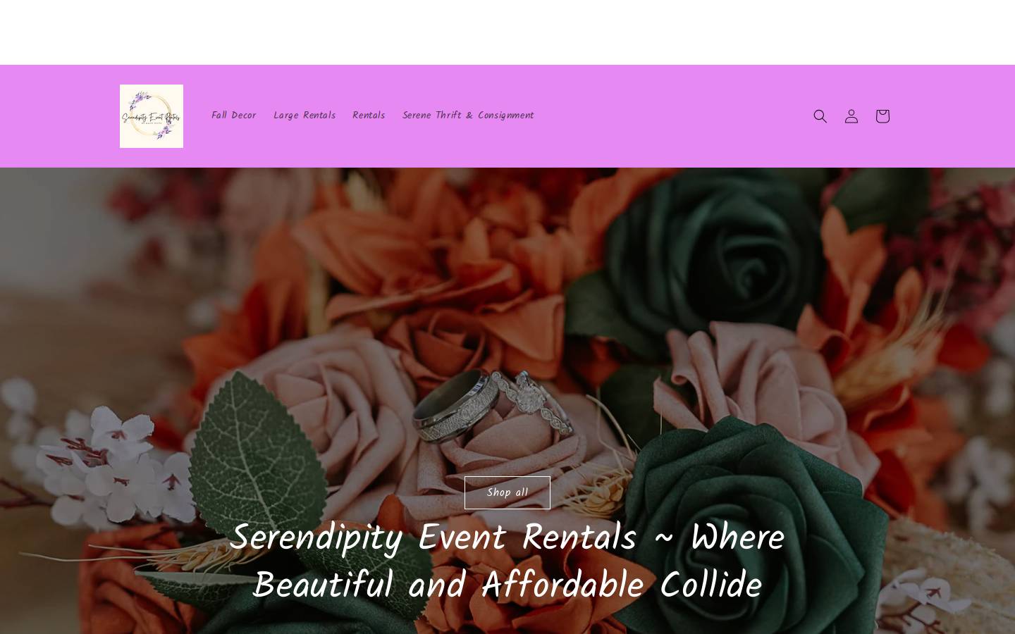 serendipityeventrentals.com homepage screenshot