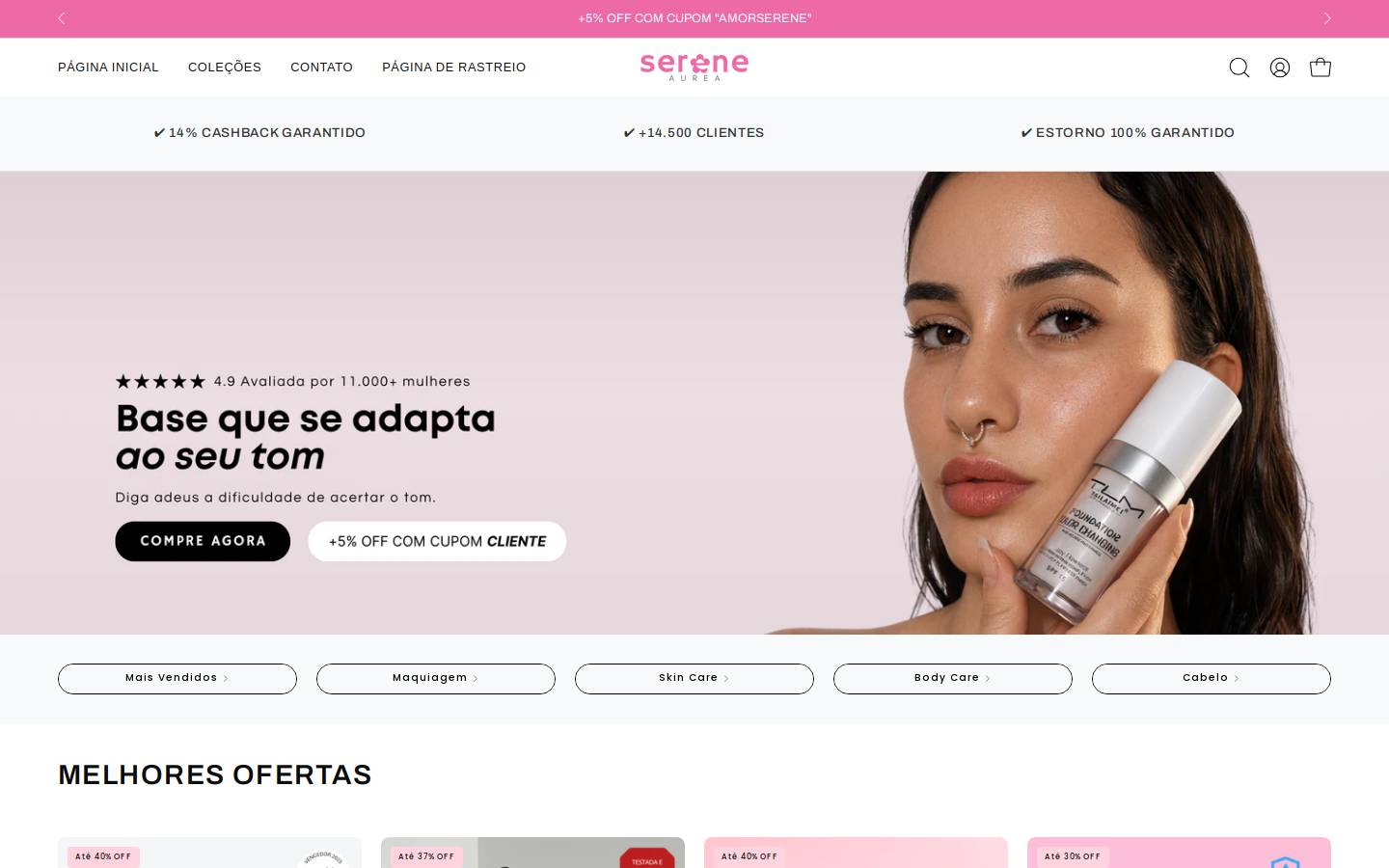 sereneaurea.com homepage screenshot