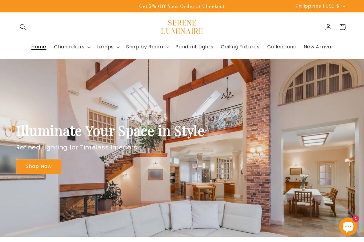 sereneluminaire.com homepage screenshot