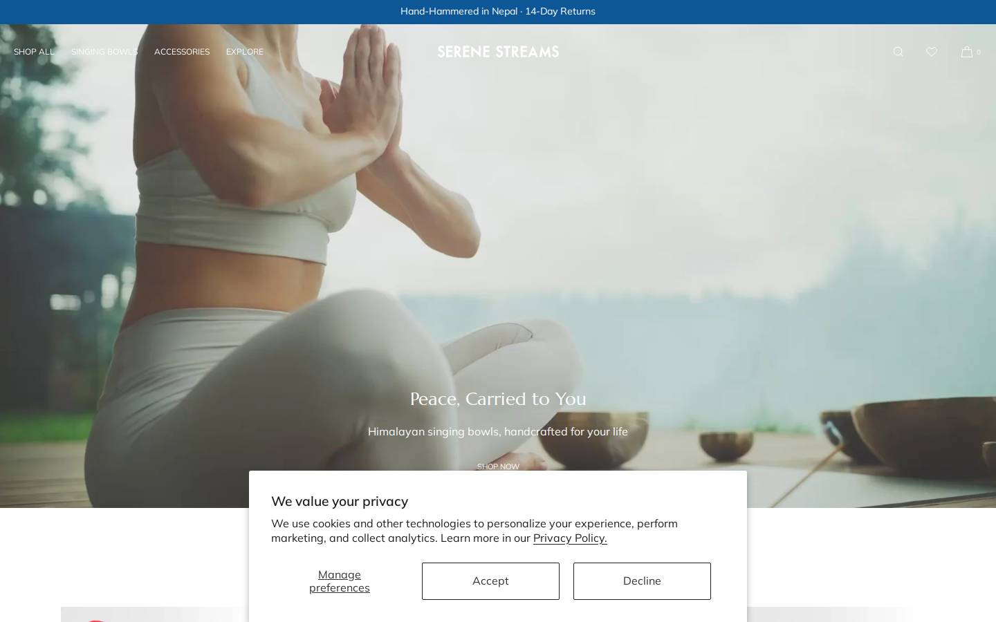 serenestreams.co homepage screenshot