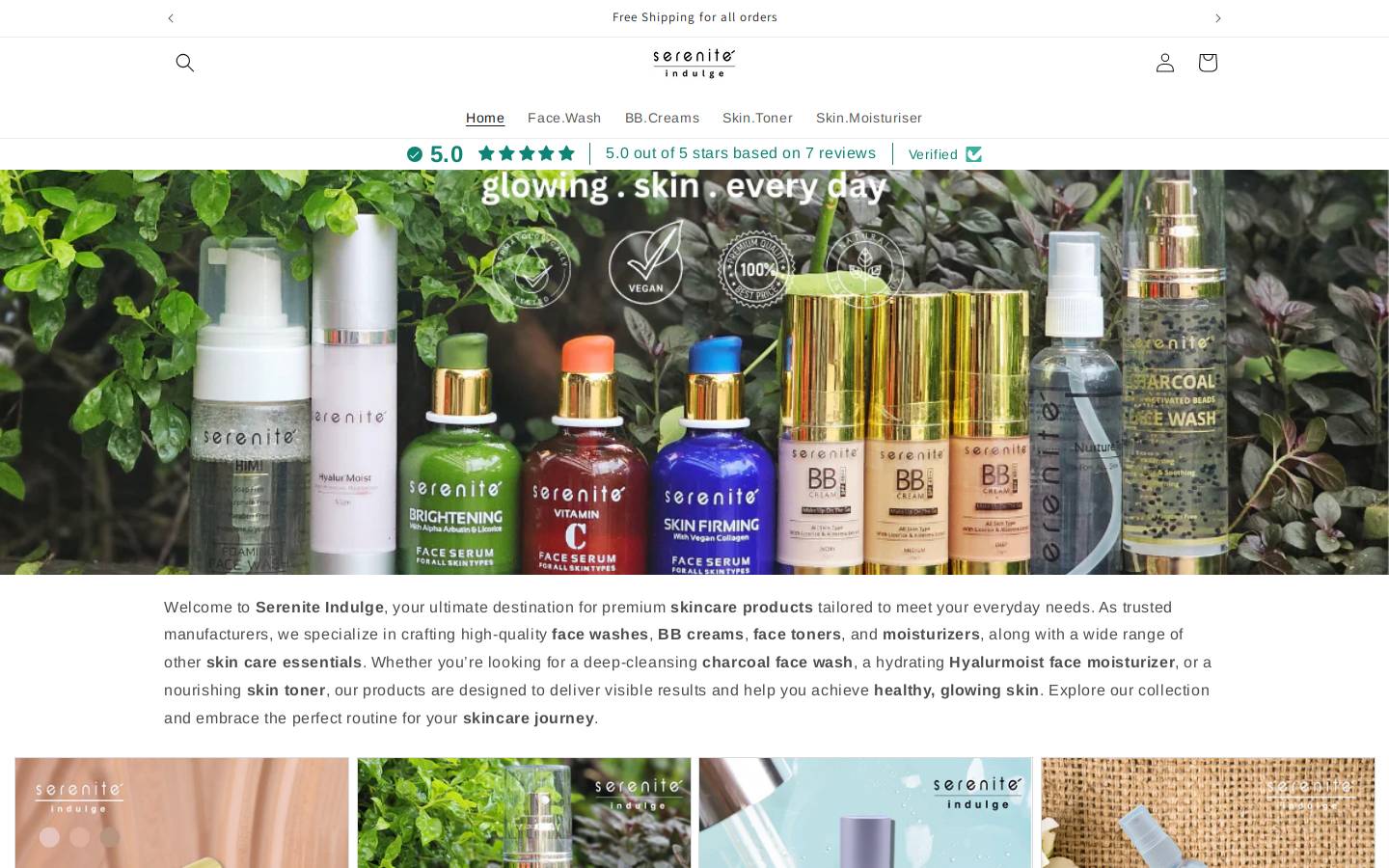 sereniteindulge.com homepage screenshot