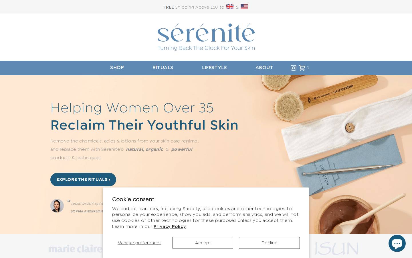 Sereniteskin homepage screenshot