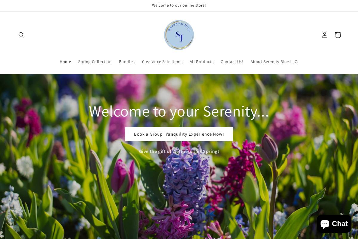 serenity-blue.com homepage screenshot