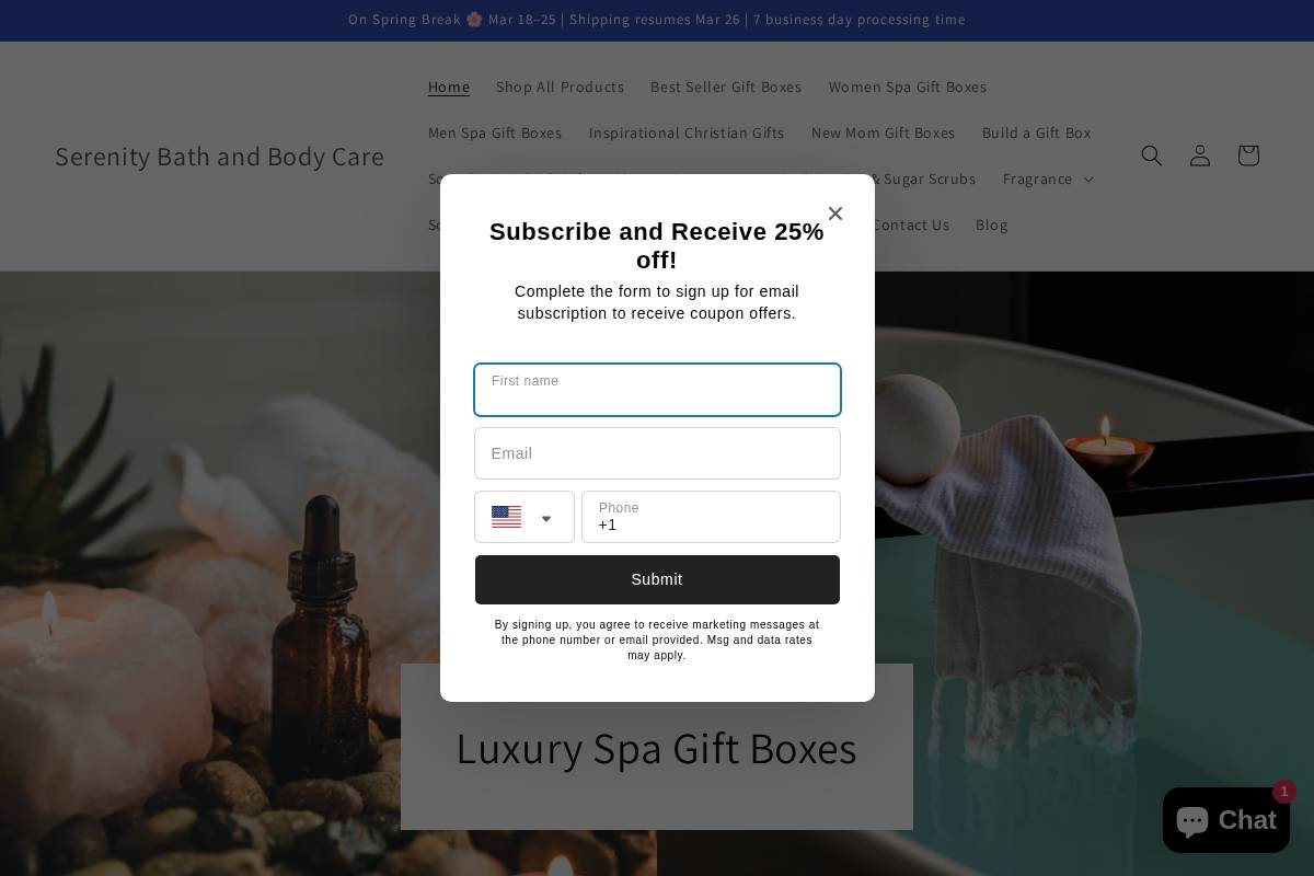 serenitybathbodycare.com homepage screenshot