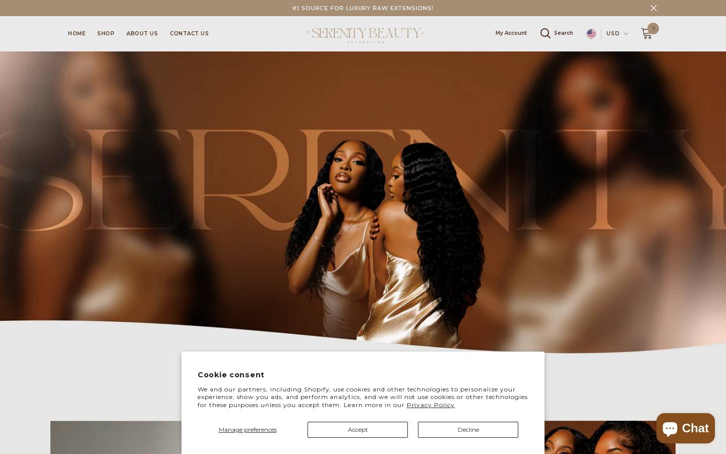 serenitybeautycollection.com homepage screenshot