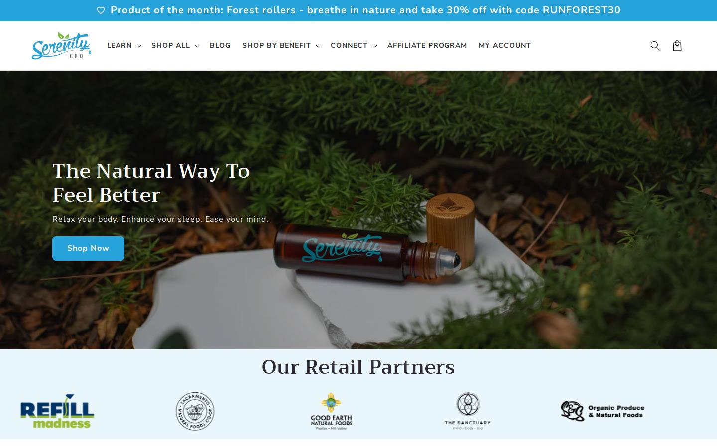 Serenitycbd homepage screenshot