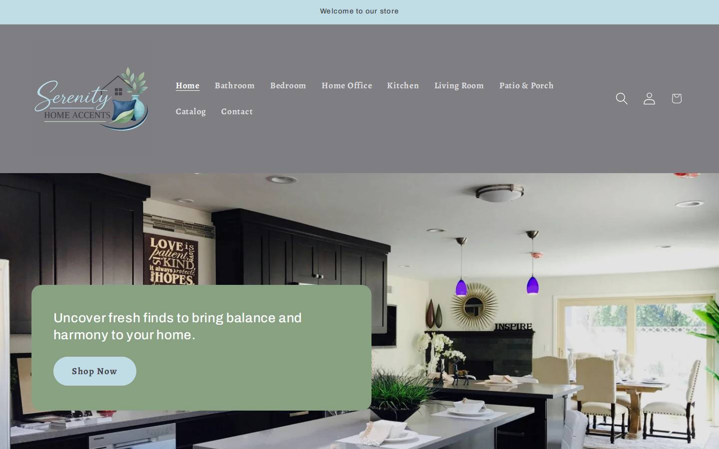 serenityhomeaccents.com homepage screenshot