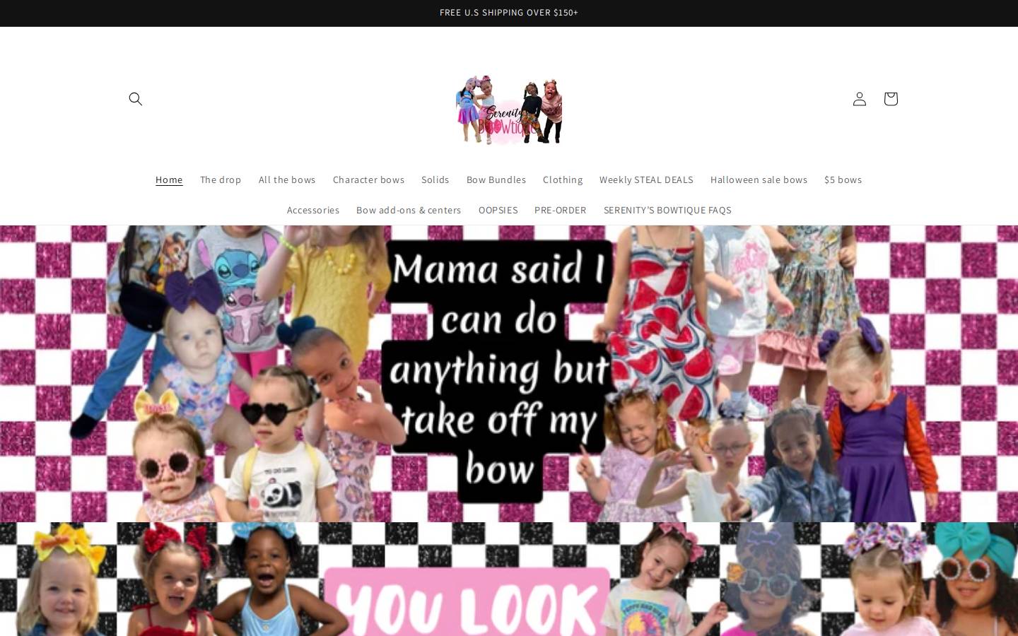 serenitysbowtique.com homepage screenshot