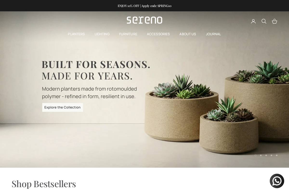 sereno.co.in homepage screenshot