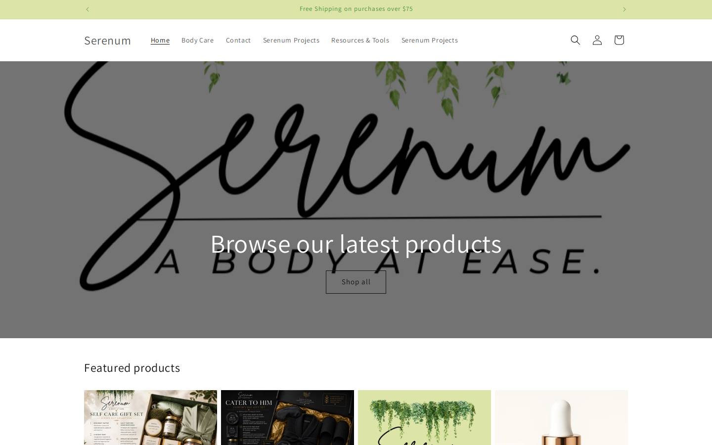 serenum.shop homepage screenshot