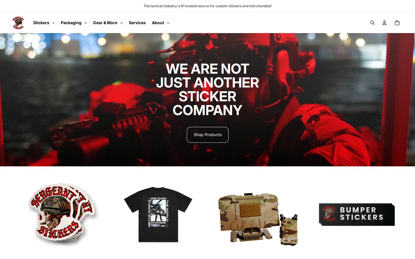 Sergeantstickers homepage screenshot