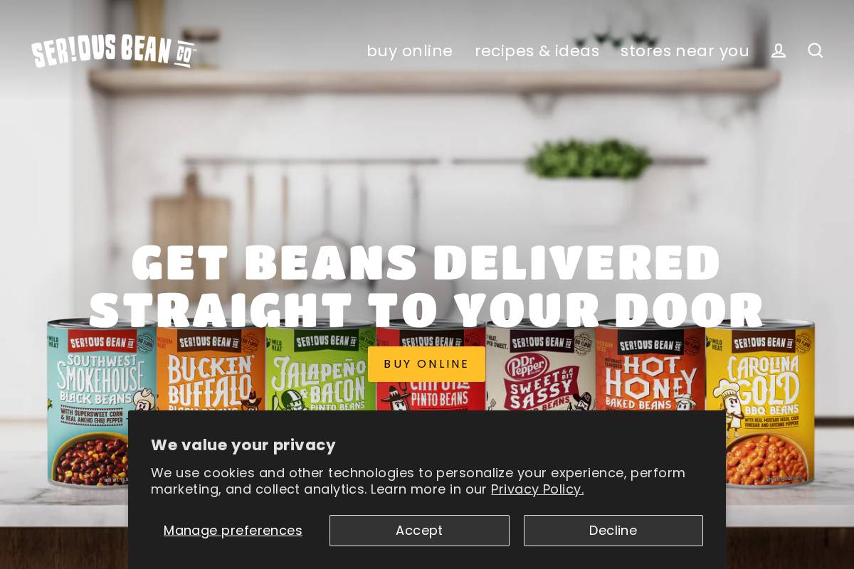 seriousbeanco.com homepage screenshot