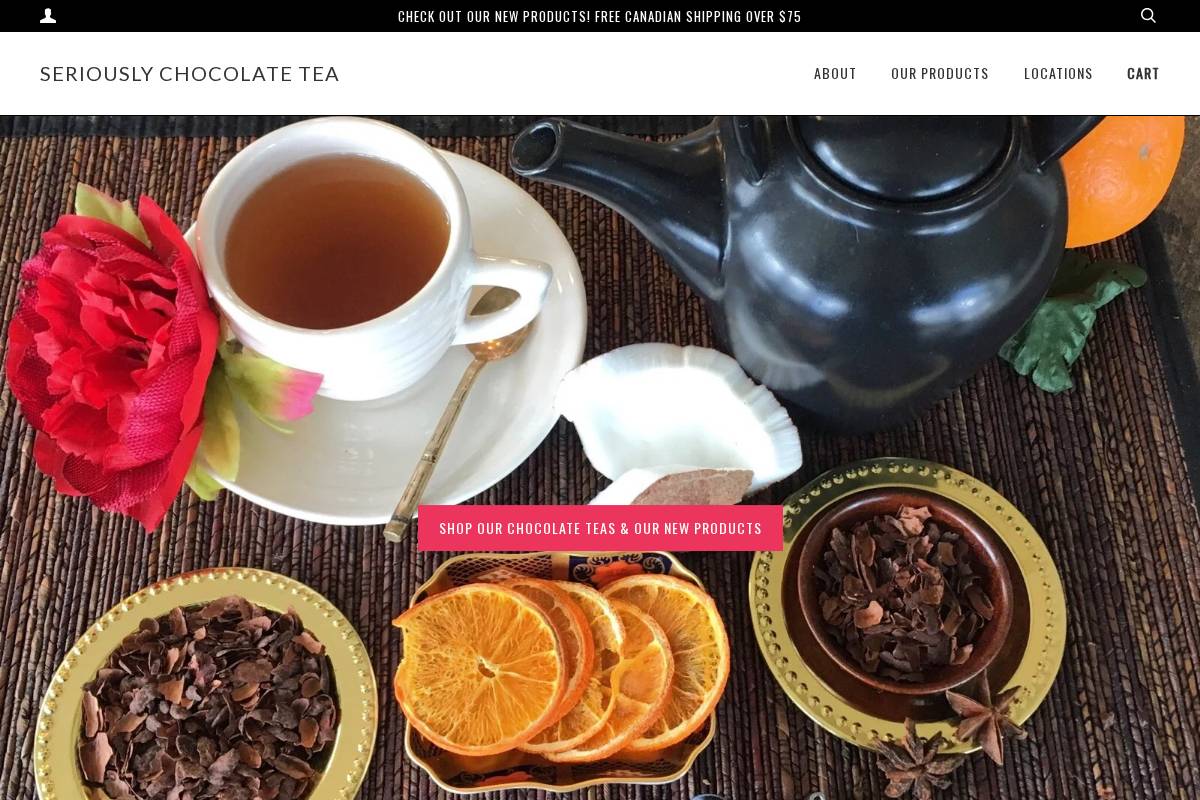 seriouslychocolatetea.com homepage screenshot