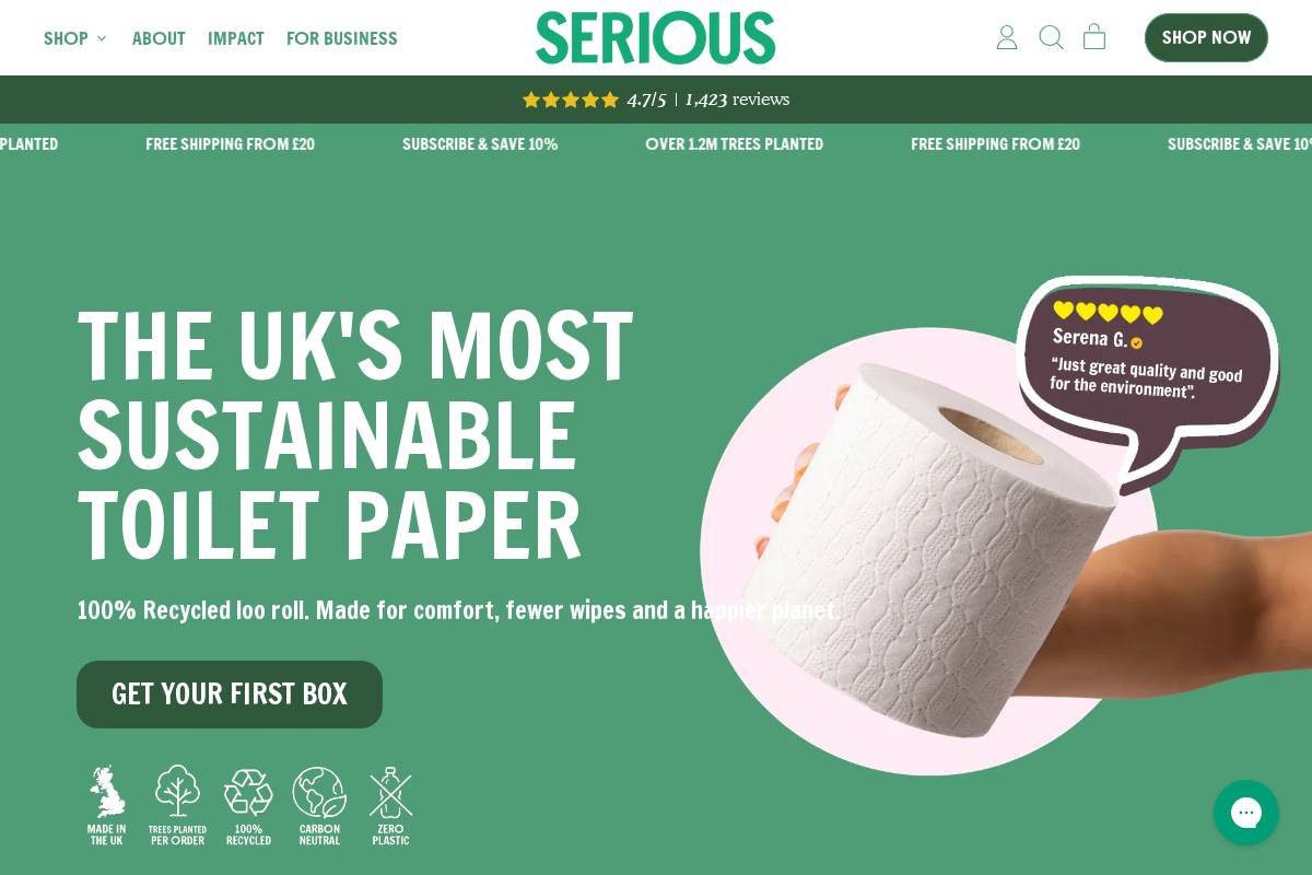 Serious homepage screenshot