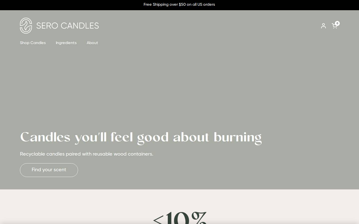 serocandles.com homepage screenshot